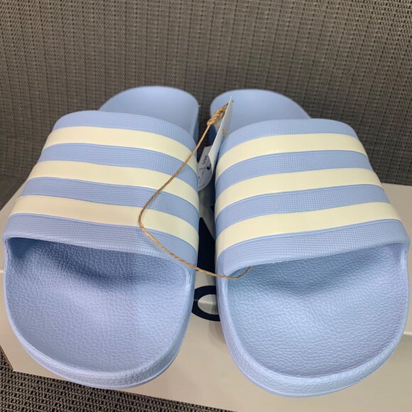 Adidas Adilette Aqua Slides Womens Size 9 Light Blue & White Stripes Slip-on - Picture 6 of 8